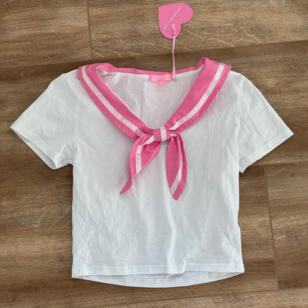 Sugar Thrills Pink and White Sailor Top